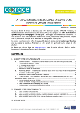 COORACE Formation qualité Mode d'emploi