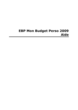 EBP Mon Budget Perso 2009 Manuel utilisateur