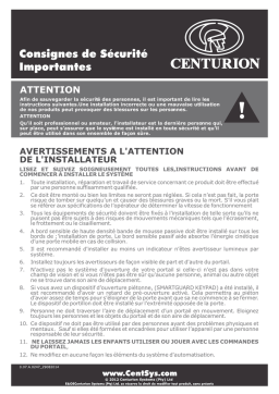 Centurion portail coulissant Manuel utilisateur