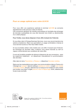LG K10 : Note d'info + Chat IA & Téléchargement PDF
