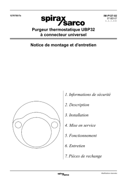 Spirax Sarco UBP32 Manuel utilisateur