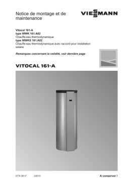 Viessmann Vitocal 161-A WWKS 161.A02 Manuel utilisateur