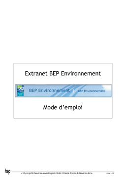 BEP Environnement Extranet Manuel utilisateur