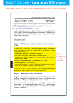 Éditions Tissot Relations CE/Employeur Mode d'emploi