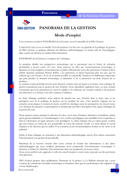 SMA Gestion Panorama de la gestion Manuel utilisateur