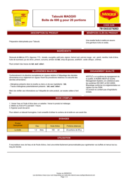 Maggi Taboulé Manuel utilisateur