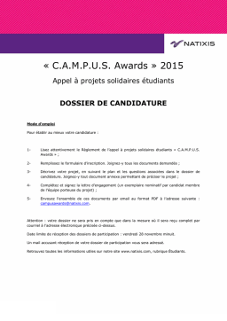 Natixis C.A.M.P.U.S. Awards Mode d'emploi