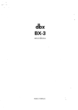 dbx BX-3 Mode d'emploi: Chat IA et PDF disponible