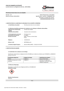 SC Johnson Aérosol Soin Extra Manuel utilisateur