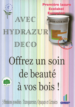 ONIP Hydrazur Déco Manuel utilisateur