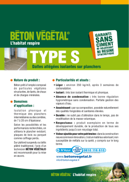 Béton Végétal Type S Manuel utilisateur