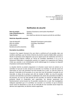 HeartWare® : Notification de sécurité + IA