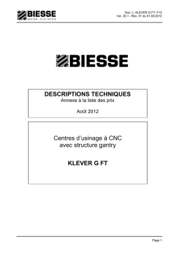 BIESSE KLEVER G FT 1530 Manuel utilisateur