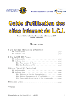 Lions Clubs International District 103 Centre-Sud Mode d'emploi