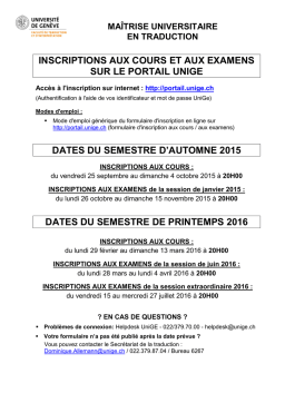 Université de Genève inscription Mode d'emploi