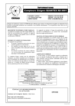 CRIIRAD Quartex RD 8901 Manuel utilisateur