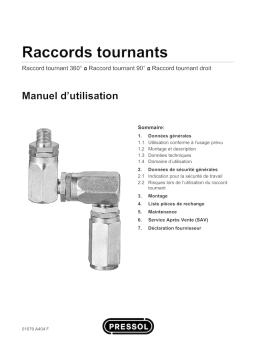 PRESSOL Raccords tournants, Manuel d'utilisation + IA