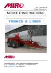 Miro tonne &agrave; lisier Manuel utilisateur