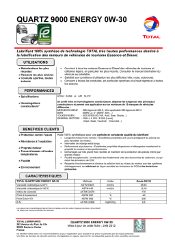 Total QUARTZ 9000 ENERGY 0W-30 Manuel utilisateur