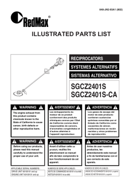 Pièces RedMax SGCZ2401S, SGCZ2401S-CA | Chat IA & PDF