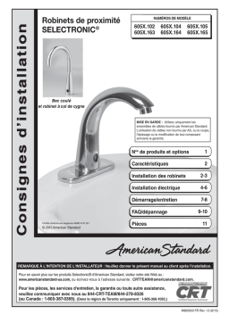 American Standard 605X TMV Installation manuel