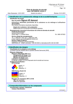 Heraeus Kulzer Signum HP diamond Manuel utilisateur