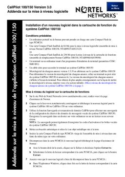 CallPilot 100/150: Instructions de mise à niveau + AI