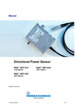 Rohde & Schwarz NRT Z44 Manuel utilisateur