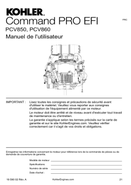 Kohler Command PRO EFI PCV860 Manuel utilisateur