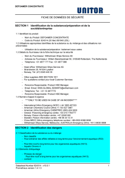 Wilhelmsen Ships Service DEFOAMER CONCENTRATE Manuel utilisateur