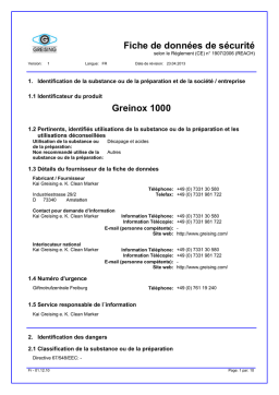 Greinox 1000 Fiche Sécurité + AI Chat & PDF