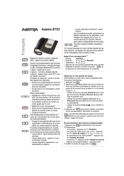 Aastra 6753 Guide de référence