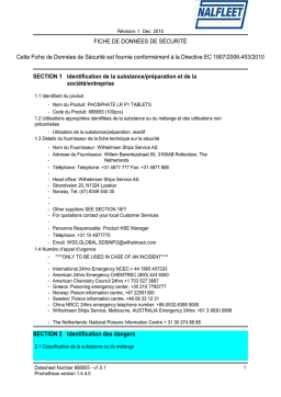 Wilhelmsen Ships Service PHOSPHATE LR P1 TABLETS Manuel utilisateur