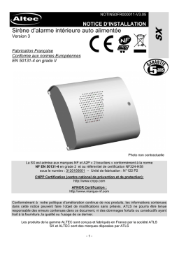 ATLS SX Sirène d'alarme intérieure : Accès PDF & IA