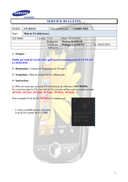 CORBY PRO GT-B3210 : Bulletin de service + IA Chat