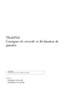 ThinkPad : Consignes de s&eacute;curit&eacute; + PDF t&eacute;l&eacute;chargeable