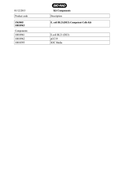 Bio-Rad E. coli BL21 (DE3) Manuel utilisateur