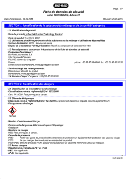 Bio-Rad Lyphochek® Urine Toxicology Control Manuel utilisateur