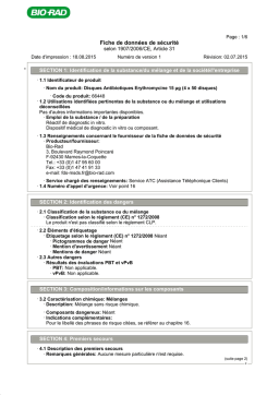 Bio-Rad Erythromycine 15 µg (4 x 50 disques) Manuel utilisateur