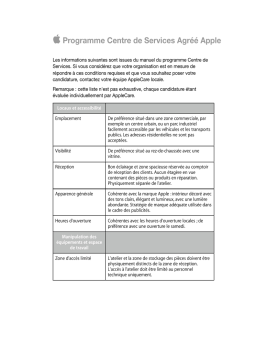 Exigences du Centre de Services Agréé Apple | IA et PDF