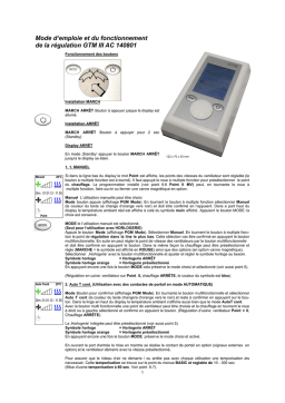 Frico GTM III AC 140801 Manuel utilisateur