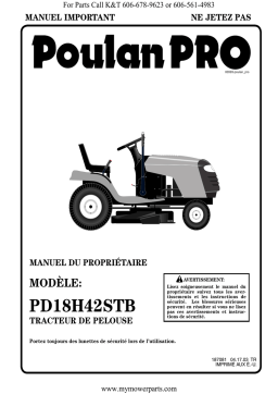 Poulan Pro PD18H42STB: Guide d'utilisation + Chat IA