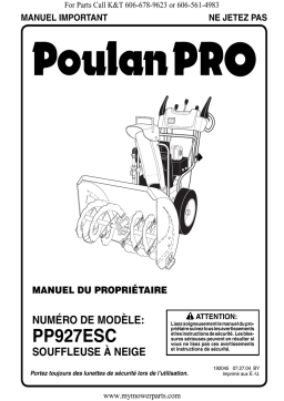 Poulan Pro PP 927ESC Manuel du propriétaire