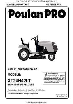 Poulan Pro XT24H42 LT Manuel du propriétaire