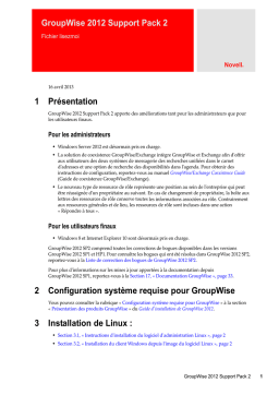 Novell 2012 Support Pack 2 Manuel utilisateur