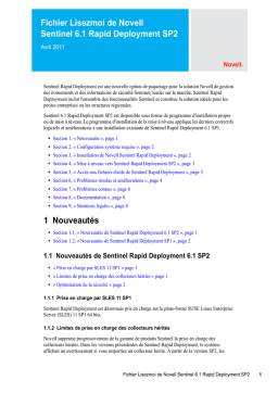 Novell Sentinel 6.1 Rapid Deployment SP2  Manuel utilisateur