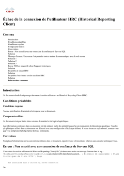 Dépannage des connexions HRC Cisco | Chat IA & PDF
