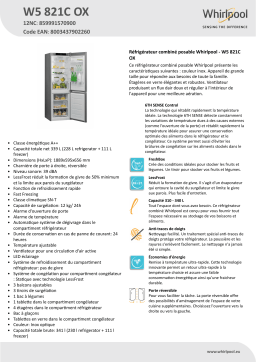 Whirlpool W5 821C OX Réfrigérateur Combiné | Chat IA + PDF