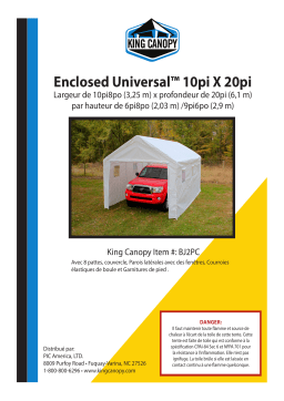 King Canopy 10 ft x 20 ft Universal Enclosed Mode d'emploi