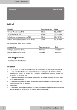 Lovibond Single Method 56I700150 - Anionic Manuel utilisateur